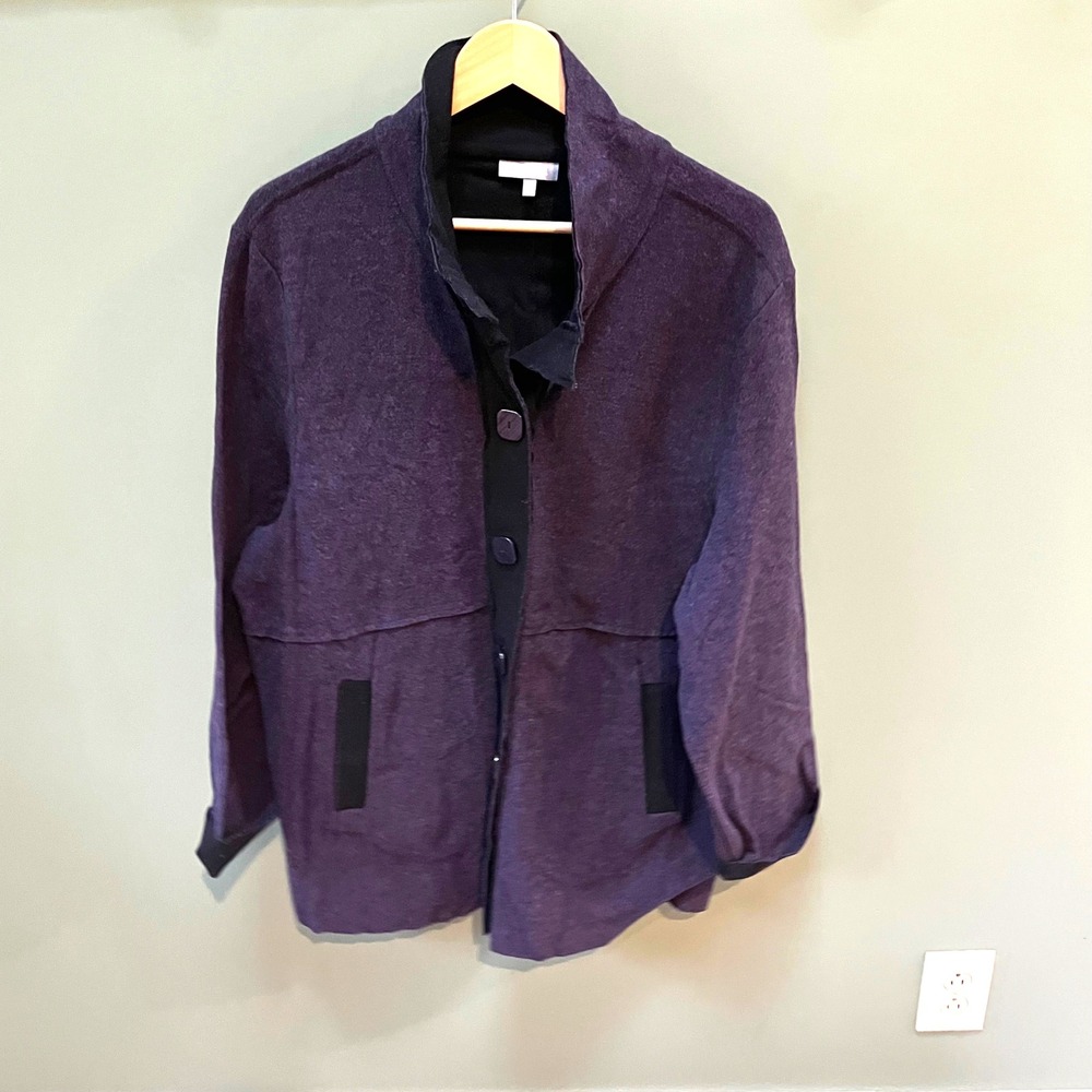 Habitat Purple Textured Knit Button Front Jacket Women's Plus Size XXL